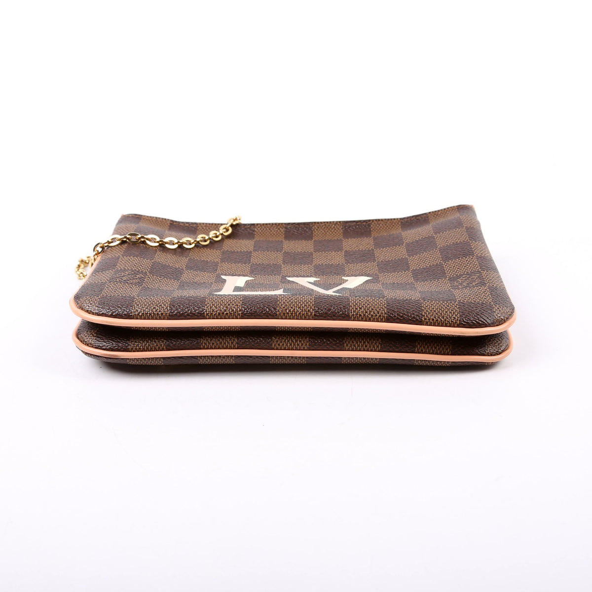 Double Zip Pochette Damier Ebene Pink