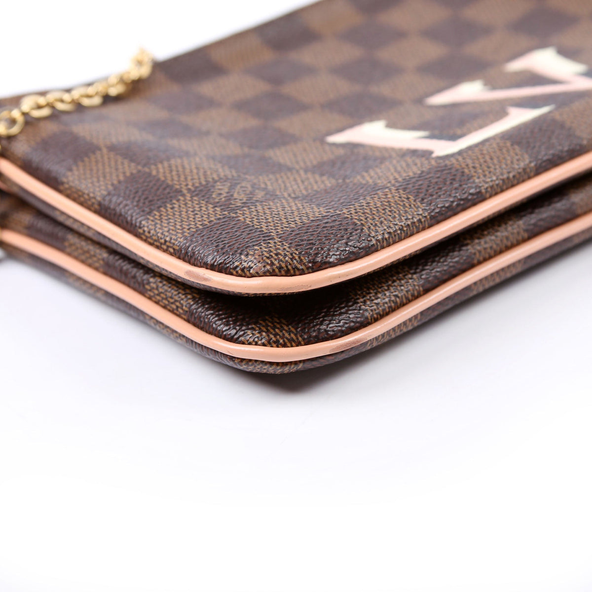 Double Zip Pochette Damier Ebene Pink