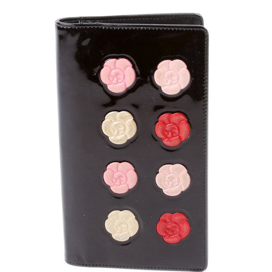 Chanel Timless CC Camellia Flower Pallet Patent Yen Wallet 12M Black/Multicolor
