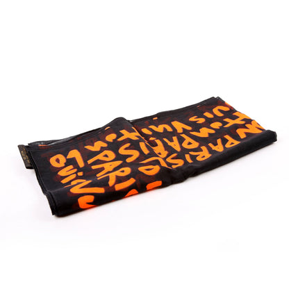 Louis-Vuitton Graffiti Monogram Bandana Cotton Black/Orange