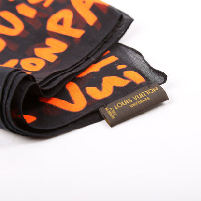Louis-Vuitton Graffiti Monogram Bandana Cotton Black/Orange