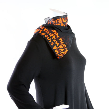 Louis-Vuitton Graffiti Monogram Bandana Cotton Black/Orange