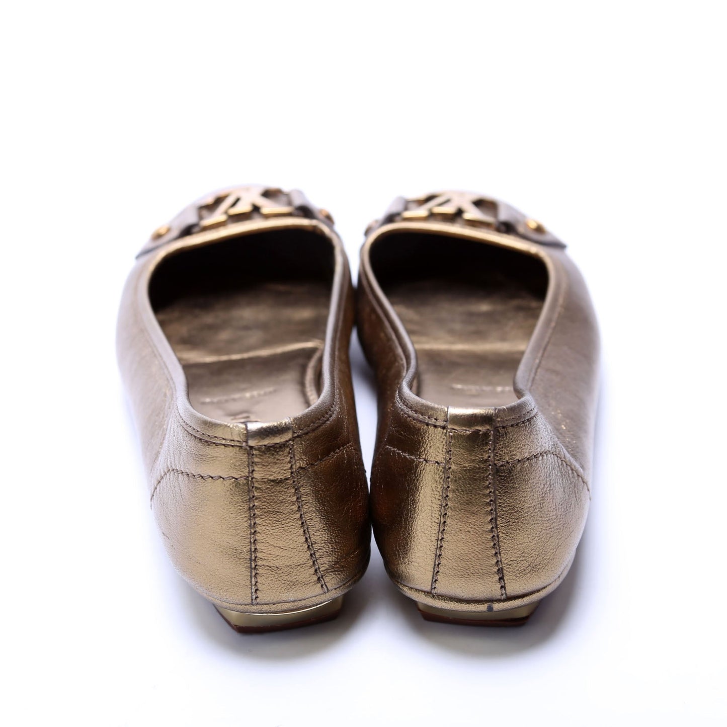 Louis-Vuitton LV Bronze Leather Ballet Flats Size .