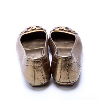 Louis-Vuitton LV Bronze Leather Ballet Flats Size .