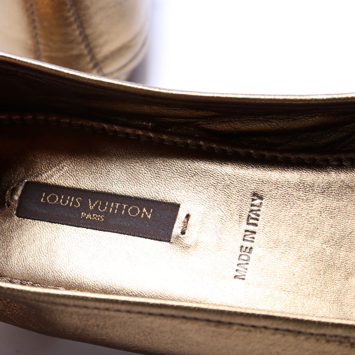 Louis-Vuitton LV Bronze Leather Ballet Flats Size .