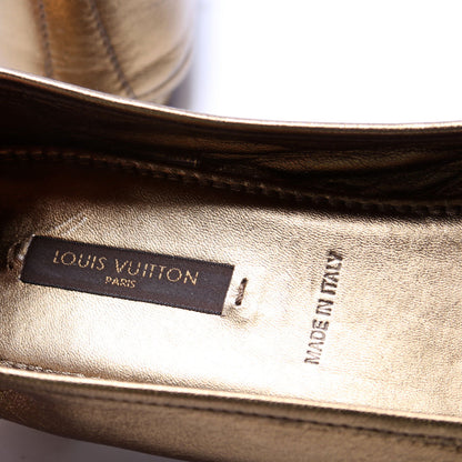 Louis-Vuitton LV Bronze Leather Ballet Flats Size .