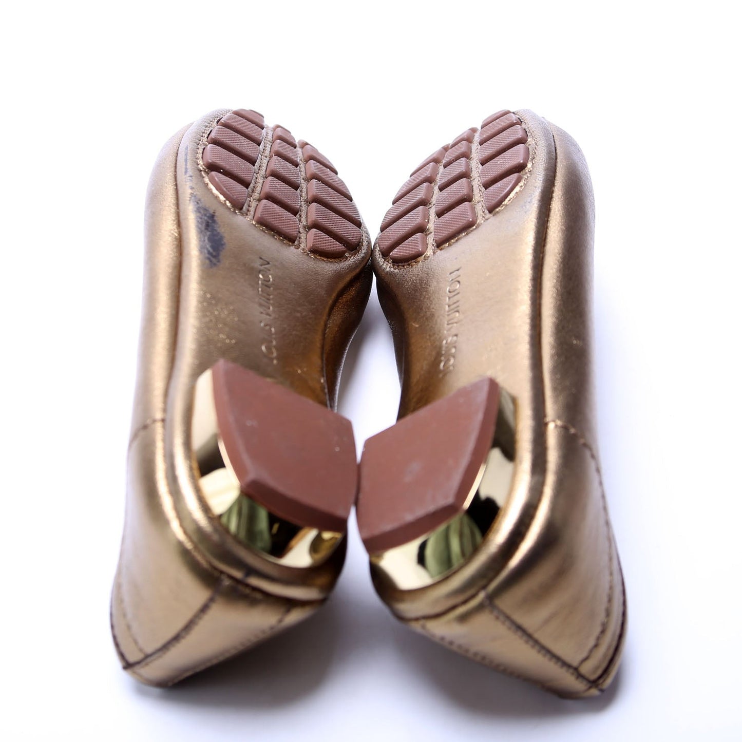 Louis-Vuitton LV Bronze Leather Ballet Flats Size .