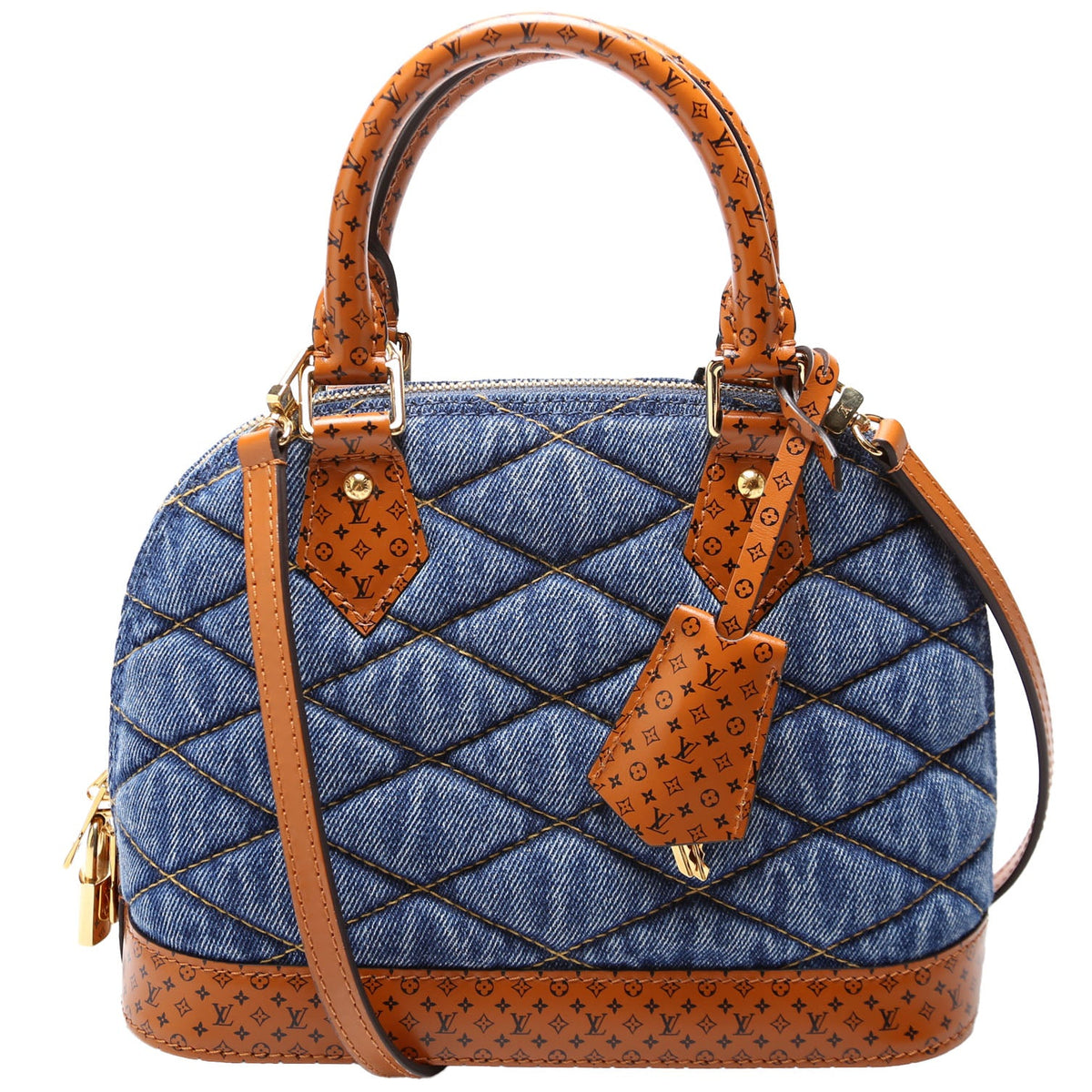 Louis-Vuitton Alma BB Malletage Monogram Denim Blue/Brown