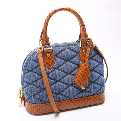 Louis-Vuitton Alma BB Malletage Monogram Denim Blue/Brown