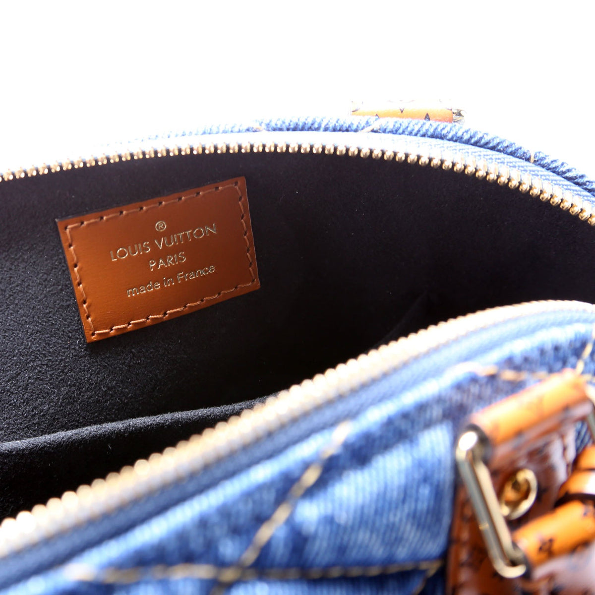 Louis-Vuitton Alma BB Malletage Monogram Denim Blue/Brown