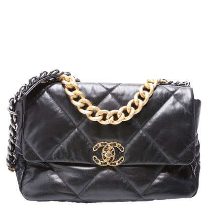 Chanel Quilted Goatskin 19 Large Flap 29M Black