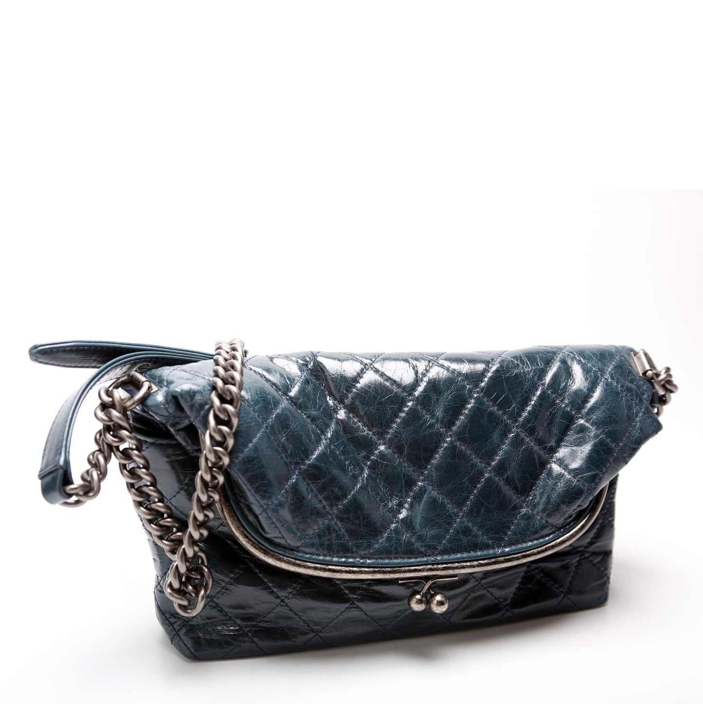 Chanel Tabatiere Kisslock Fold Over Quilted Aged Calfskin Bag 21M