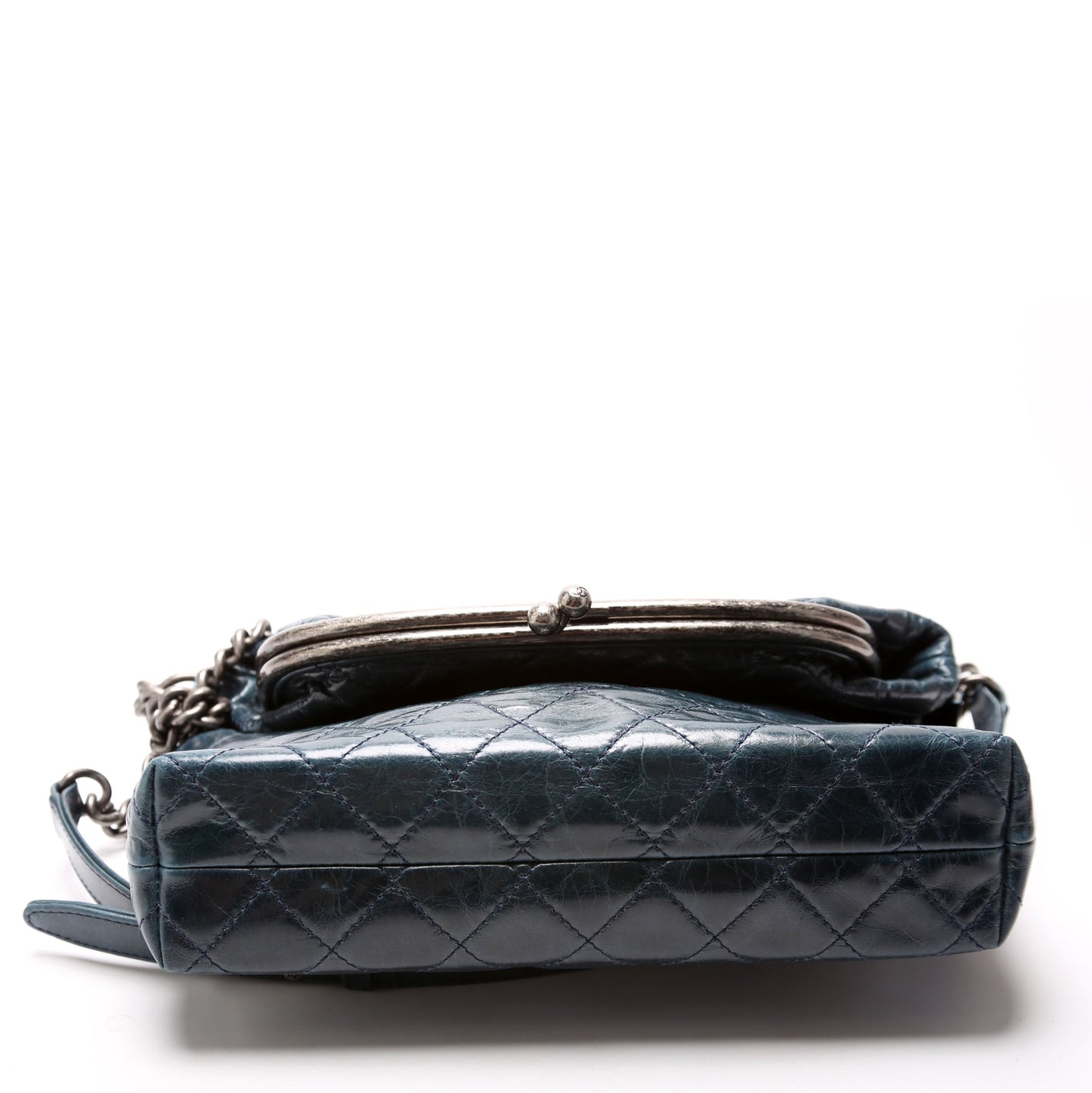 Chanel Tabatiere Kisslock Fold Over Quilted Aged Calfskin Bag 21M