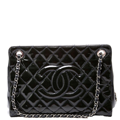 Chanel Petite Timeless CC Tote Quilted Patent 17M Blue