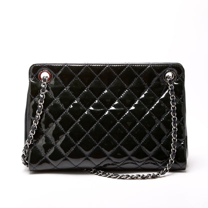 Chanel Petite Timeless CC Tote Quilted Patent 17M Blue