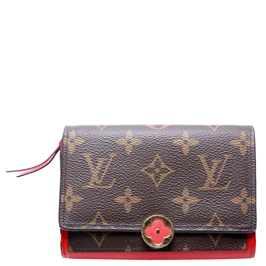 Louis-Vuitton Flore Compact Wallet Monogram Red