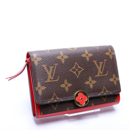 Louis-Vuitton Flore Compact Wallet Monogram Red