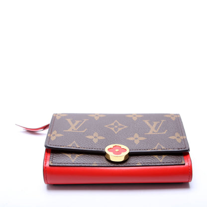 Louis-Vuitton Flore Compact Wallet Monogram Red