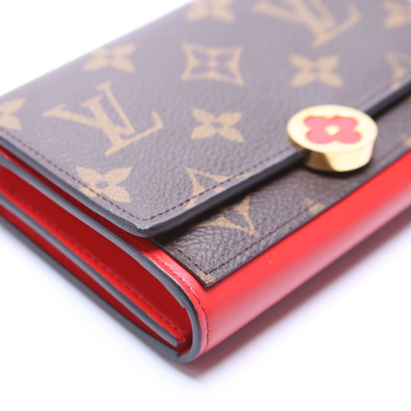 Louis-Vuitton Flore Compact Wallet Monogram Red