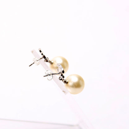 Chanel Crystal CC Pearl Drop Earrings