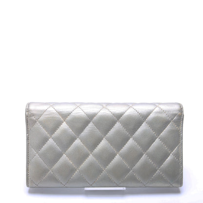 Chanel Classic Flap Wallet Long Caviar Grey