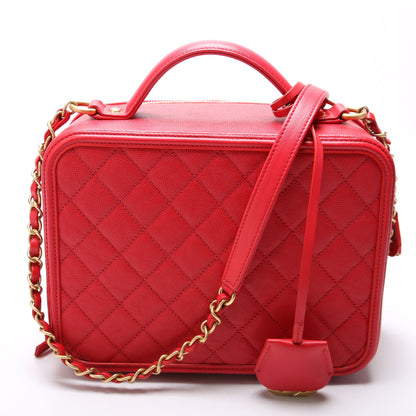 Chanel Filigree Vanity Case Large 25M Red
