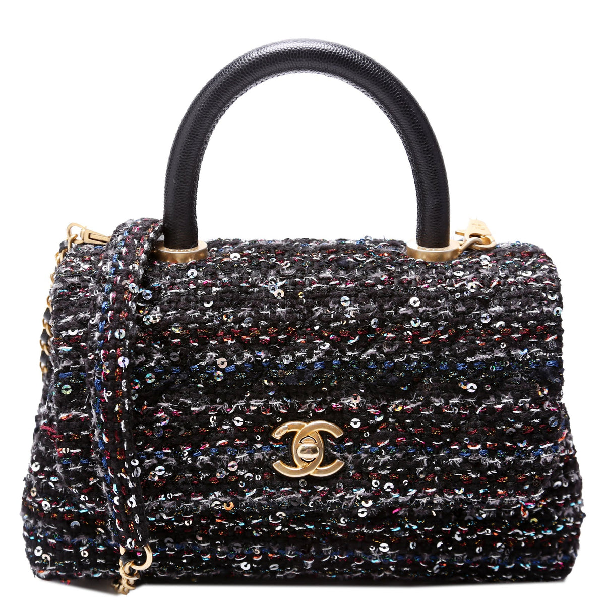 Chanel Coco Top Handle Extra Mini Tweed/Sequin 30M Black/Multicolor