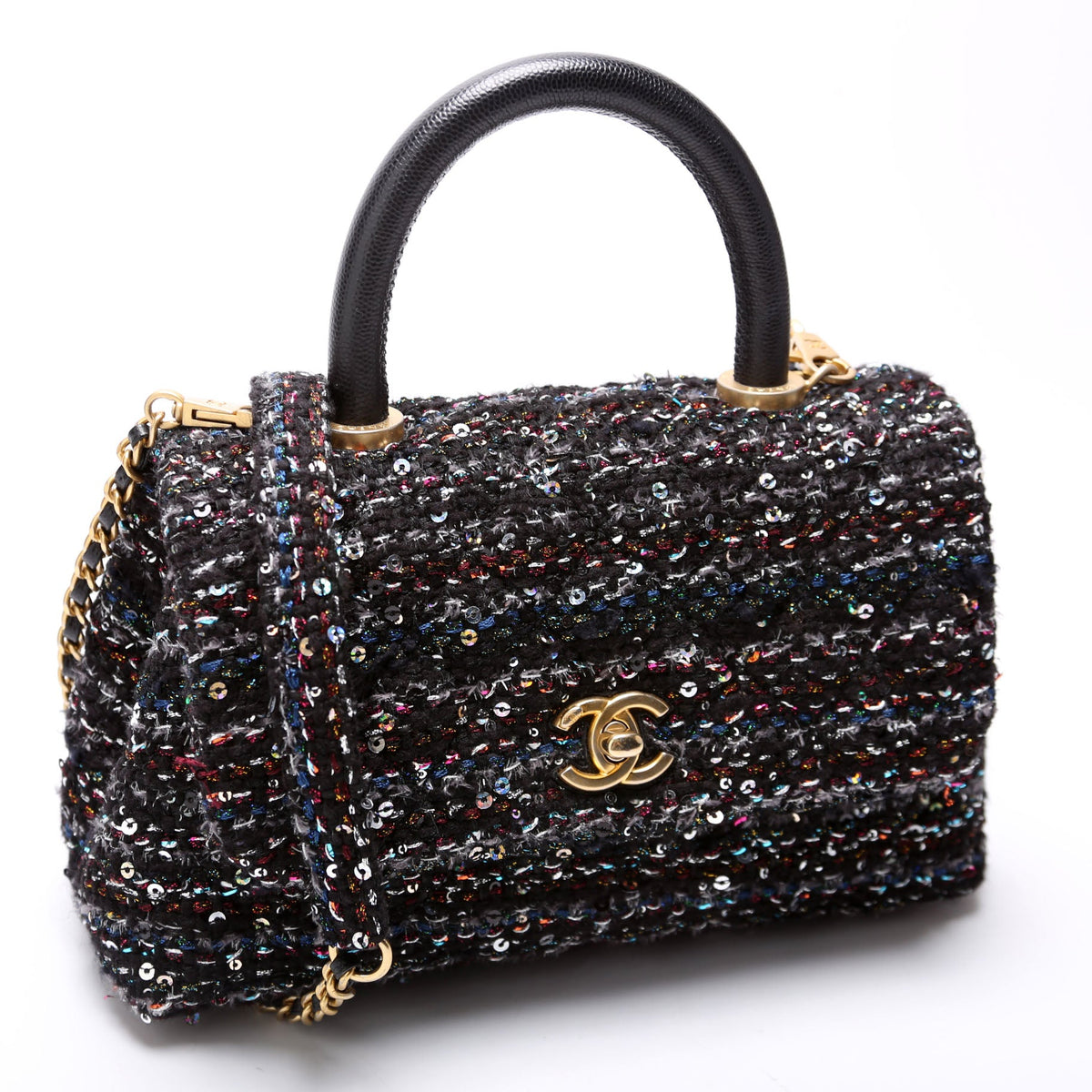 Chanel Coco Top Handle Extra Mini Tweed/Sequin 30M Black/Multicolor