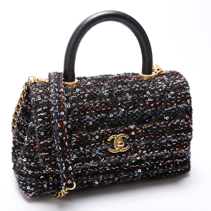 Chanel Coco Top Handle Extra Mini Tweed/Sequin 30M Black/Multicolor