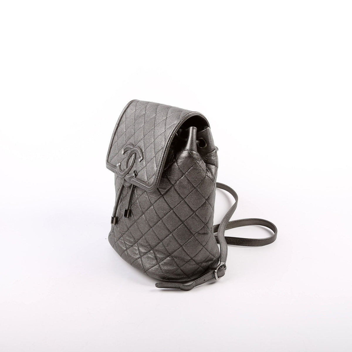 Chanel CC Filigree Backpack Metallic Caviar 26M