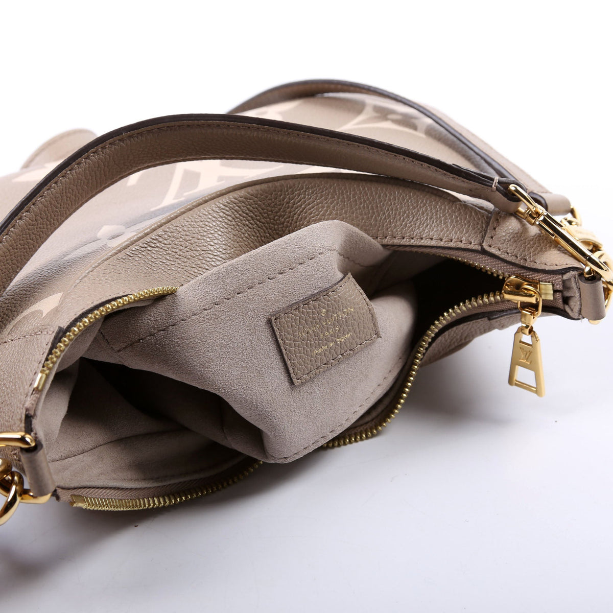 Louis-Vuitton Bagatelle NM Bicolor Empreinte Turtledove