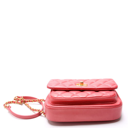 Chanel Quilted Calfskin Top Handle Metallic 29M Red