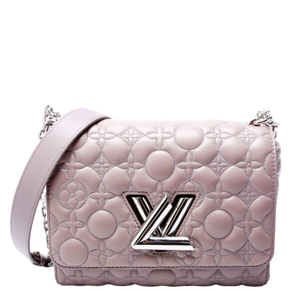 Louis-Vuitton Twist MM Malletage Flower Lambskin Taupe
