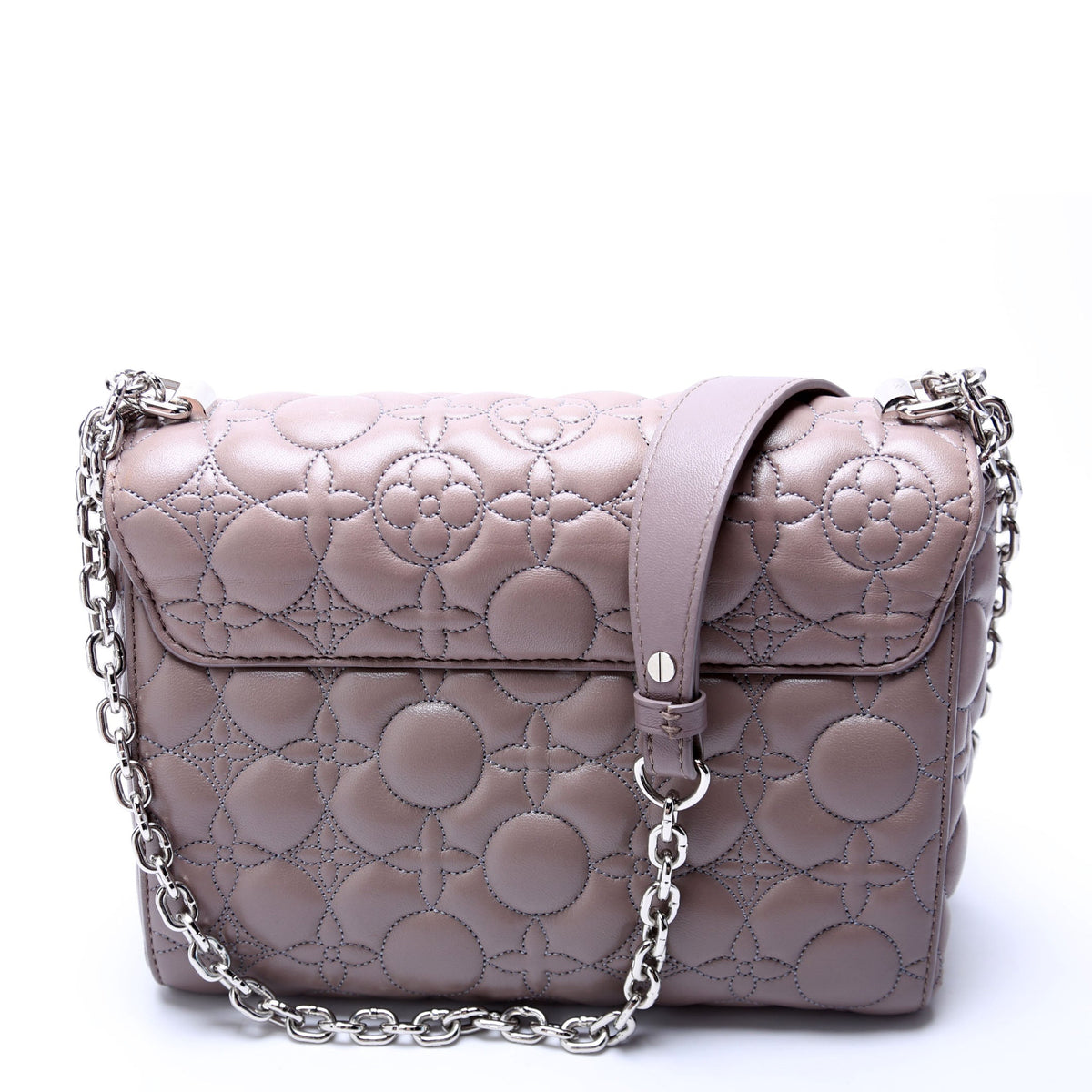 Louis-Vuitton Twist MM Malletage Flower Lambskin Taupe