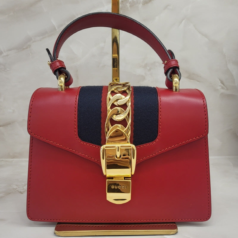 Gucci Sylvie Mini Red Top Handle Tote & Shoulder Bag F021589089 135869171