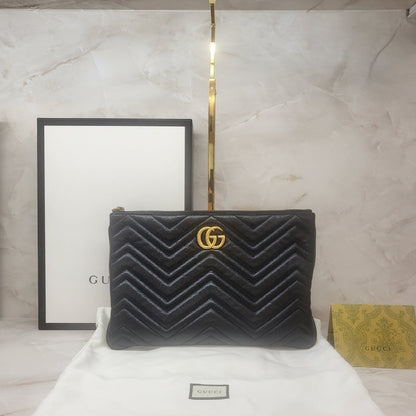 Gucci Black Matelassé GG Marmont Clutch 525541 135870129