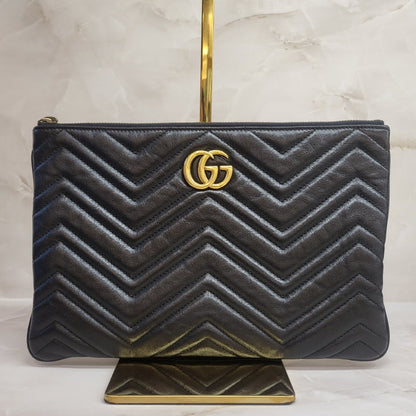 Gucci Black Matelassé GG Marmont Clutch 525541 135870129