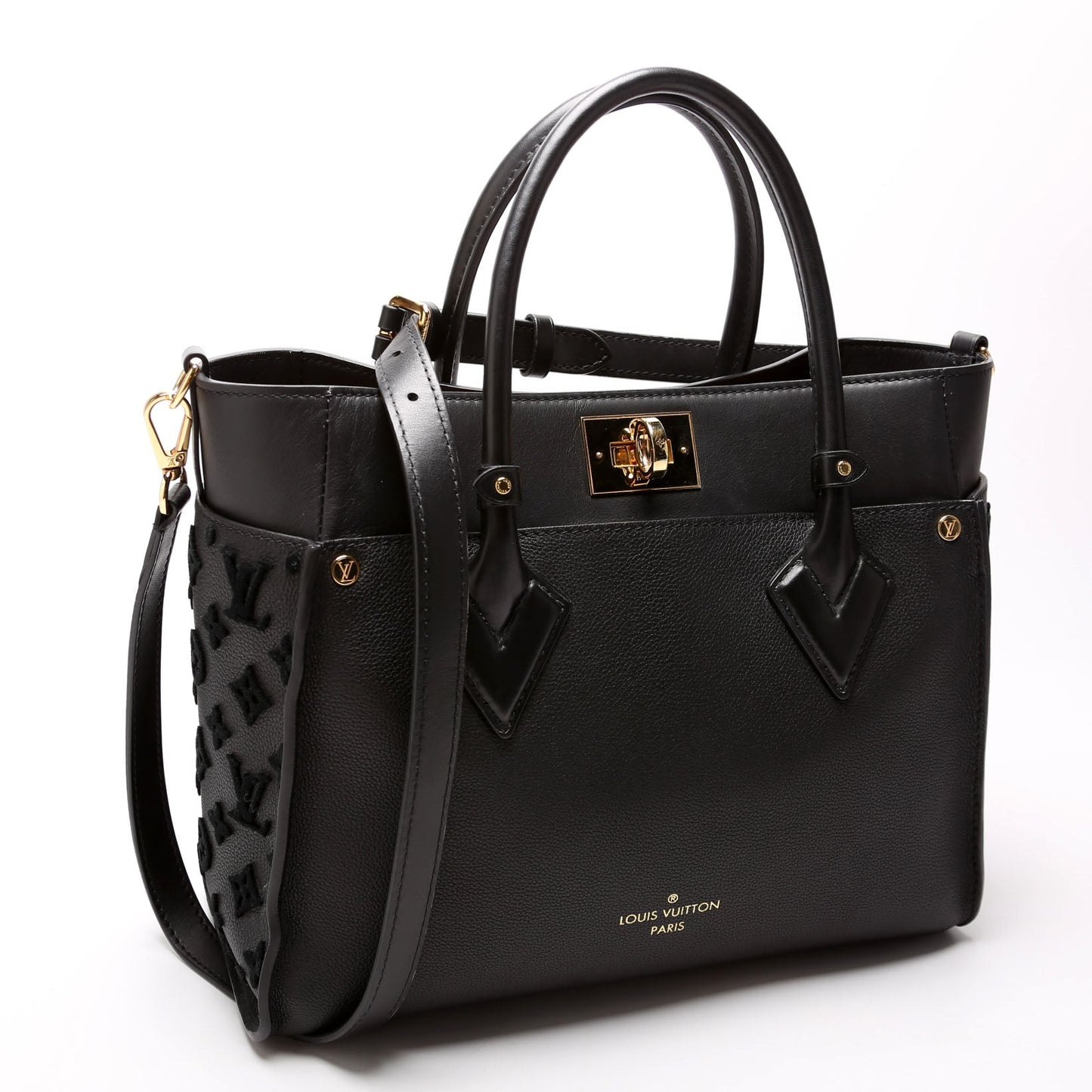 Louis-Vuitton On My Side MM Calfskin Black