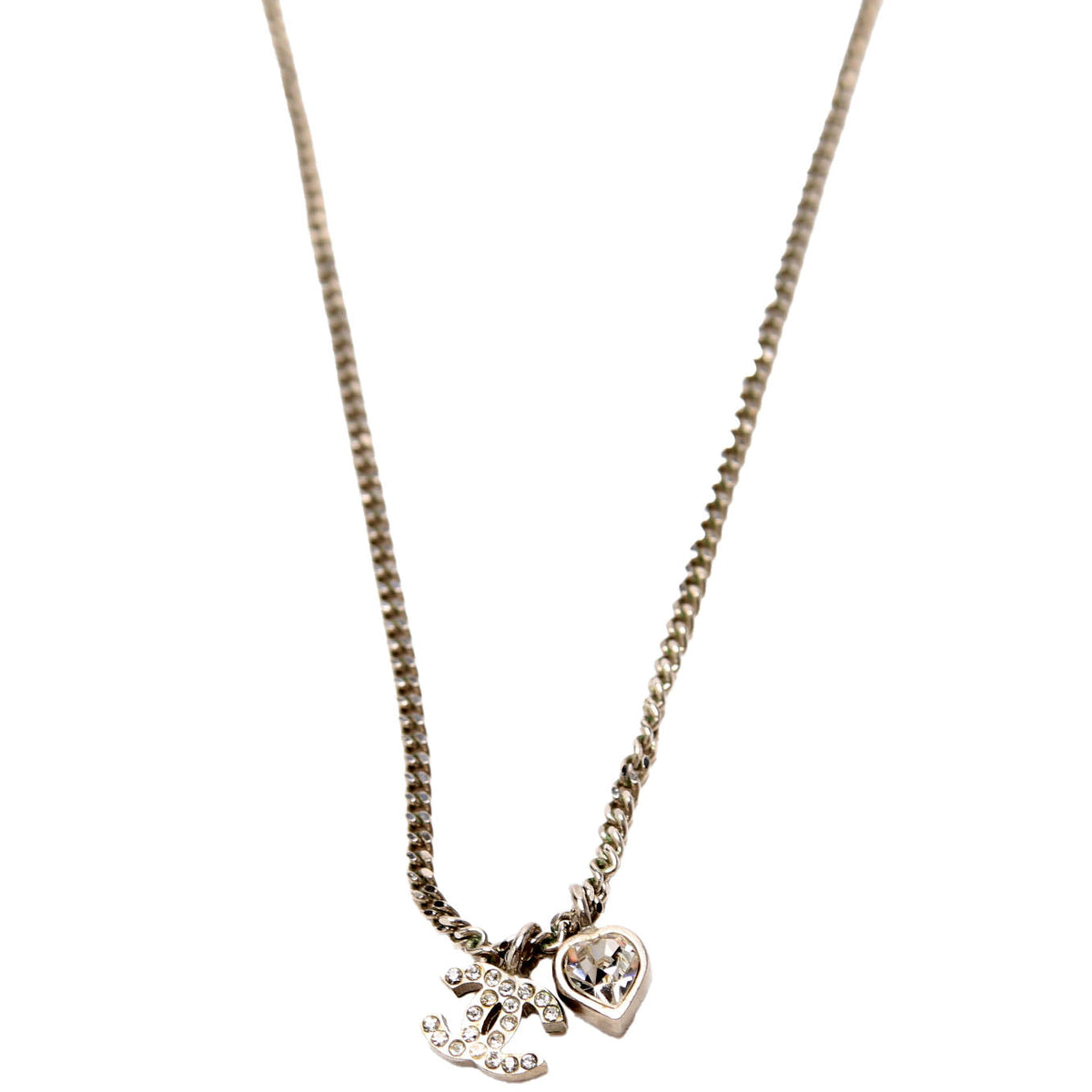 Chanel Crystal CC Heart Pendant
