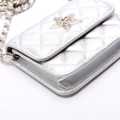Chanel Star Flap Quilted Goatskin Belt Bag RFID Silver