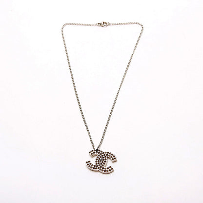 Chanel CC Cut Out Medium Pendent Necklace Silver