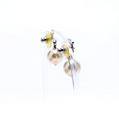 Chanel Crystal CC Pearl Drop Earrings Silver