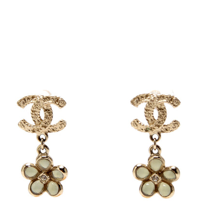 Chanel CC Flower Drop Earrings Gold