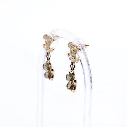 Chanel CC Flower Drop Earrings Gold