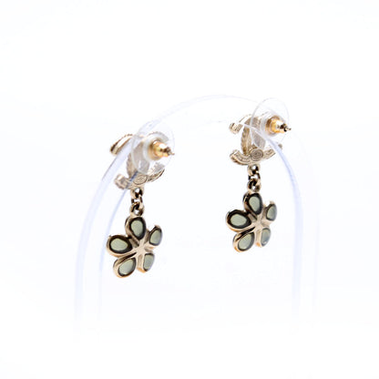 Chanel CC Flower Drop Earrings Gold