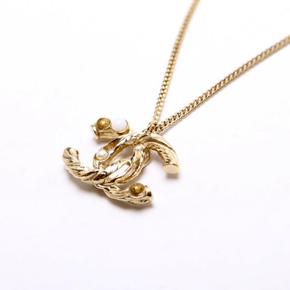 Chanel CC Pendant Pearl/Braided Chain Gold