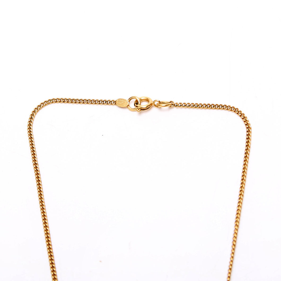 Chanel CC Rhinestone Thimble Necklace Gold