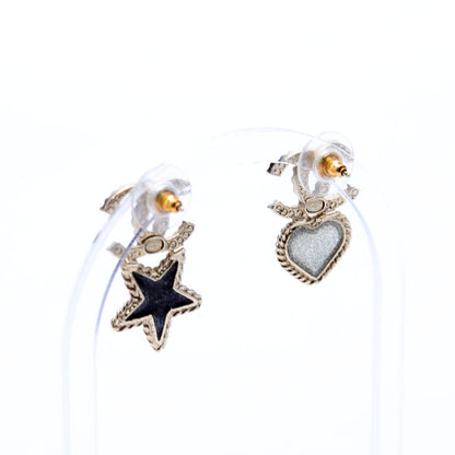 Chanel Crystal CC Star/Heart Earrings Gold