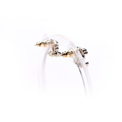Chanel CC Crystal Pearl Stud Earrings Silver/Pearl