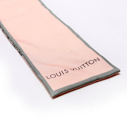 Louis-Vuitton Trunks Rose Bandeau Silk Scarf Pink/Grey